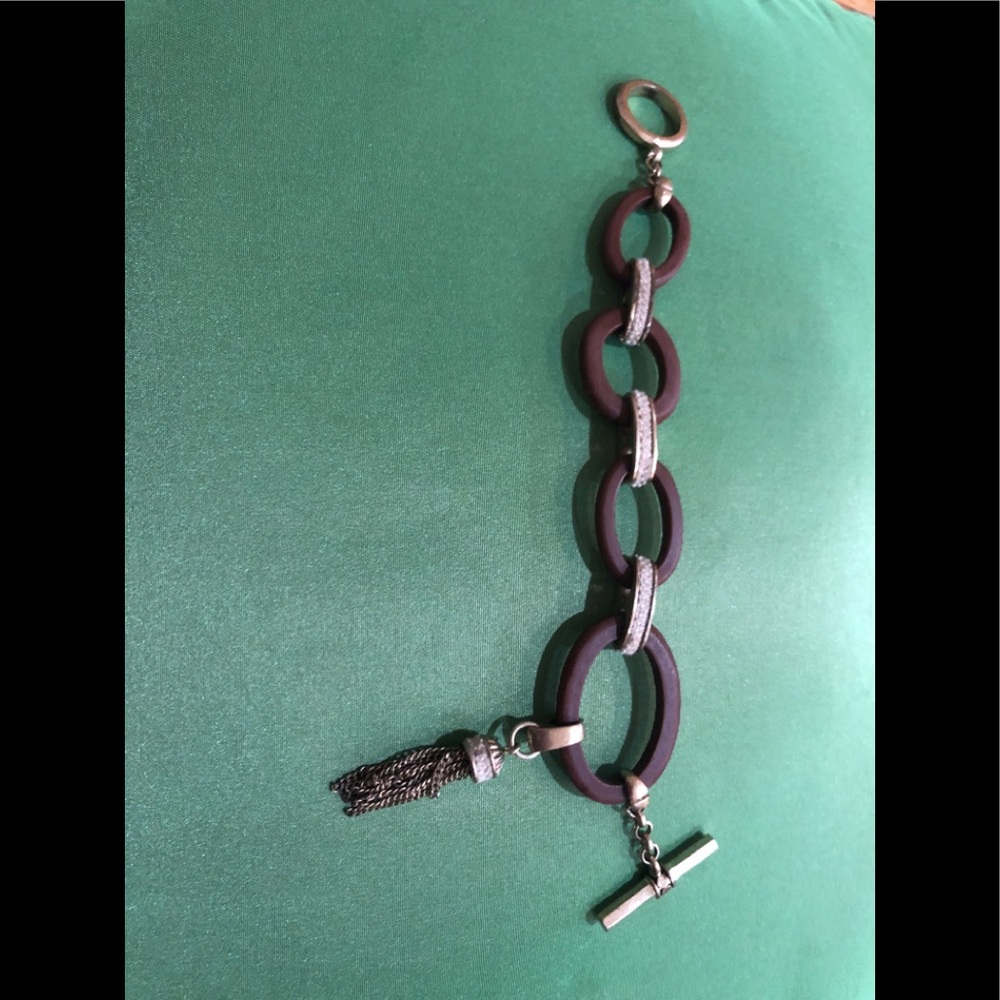 Wood Link and Brass Bracelet - Picture 4 of 6